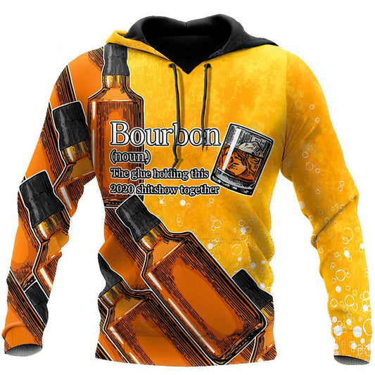 Bourbon Glue Holding Humor Hoodie For Relaxed Streetwear Weekend Travel And Everyday Style
