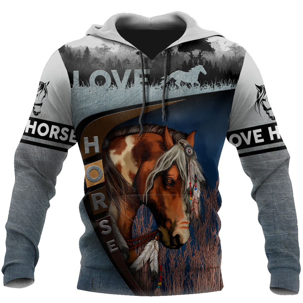 Artistic Love Horse Hoodie For Horse Lovers Weekend Adventures And Relaxed Daily Style