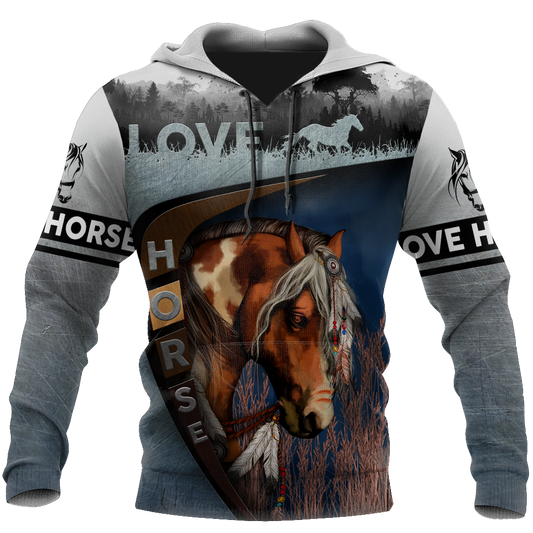 Artistic Love Horse Hoodie For Horse Lovers Weekend Adventures And Relaxed Daily Style