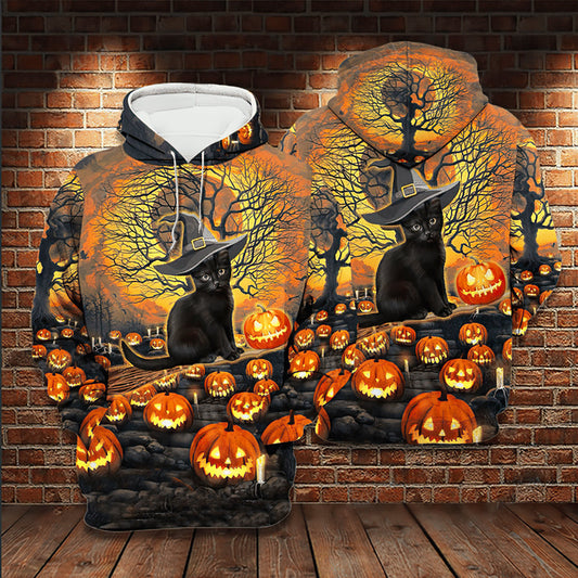 Black Cat Halloween Hoodie For Autumn Adventures Halloween Events And Relaxed Streetwear