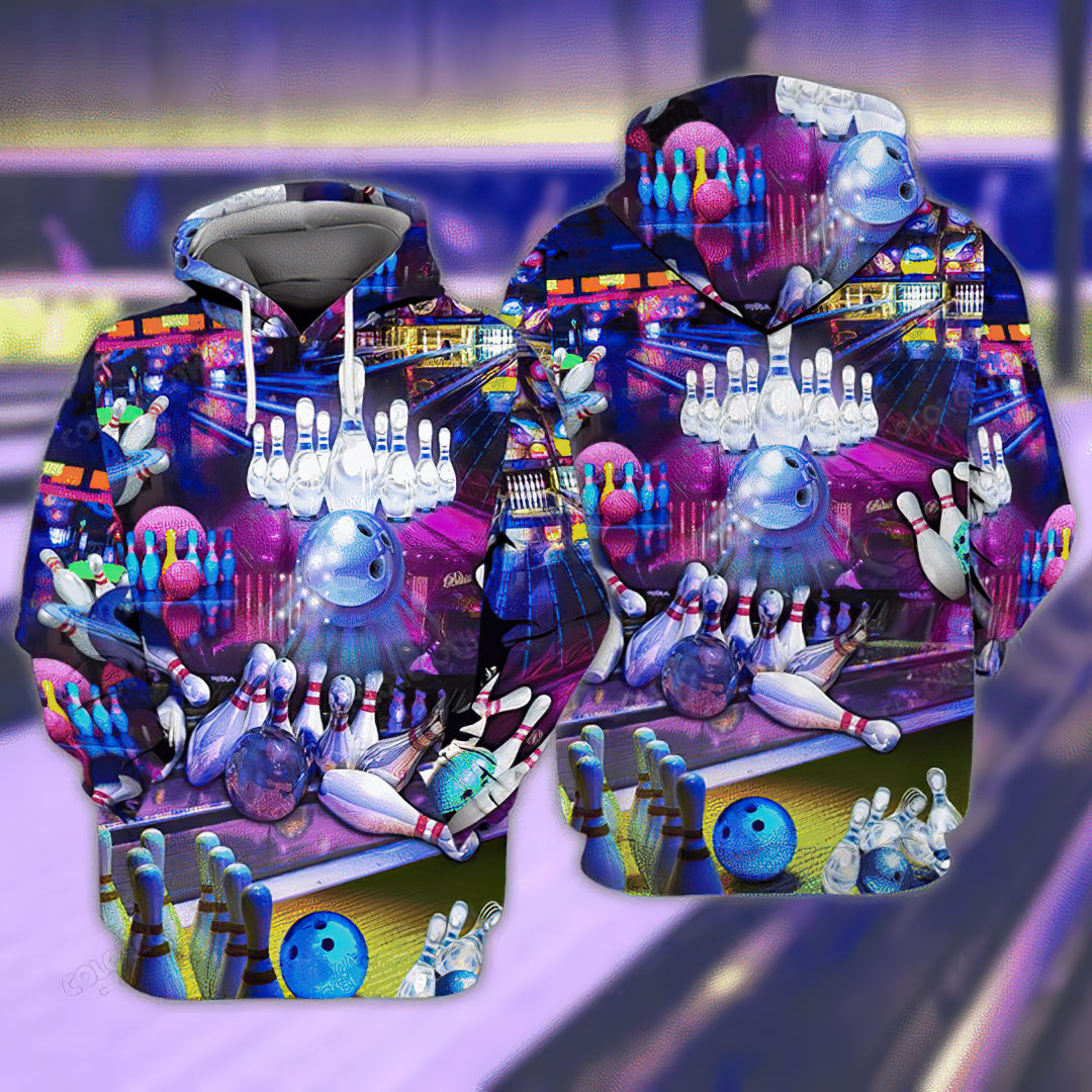 Purple Bowling Hoodie For Hobby Lovers Seasonal Outings And Gift Giving