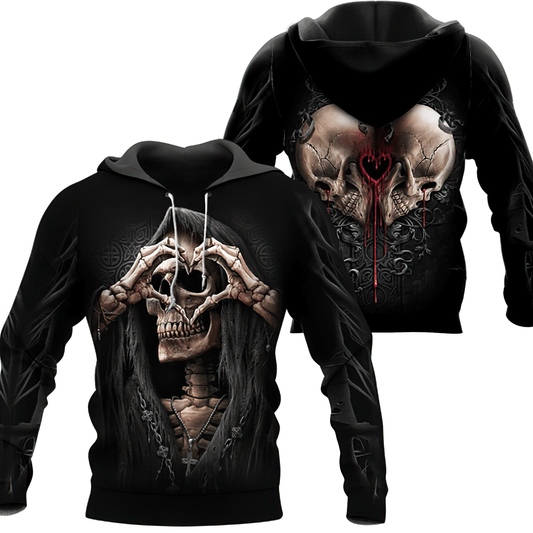 Black Dark Skull Hoodie For Bold Streetwear Seasonal Events And Comfortable Layering