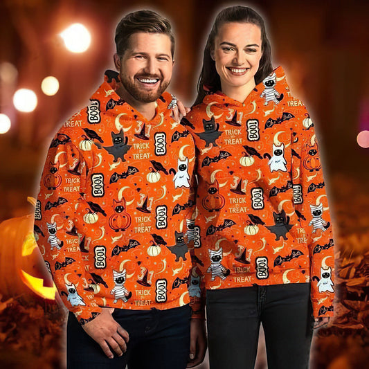 Black Cat Boo Halloween Hoodie For Fall Celebrations Casual Streetwear And Weekend Travel