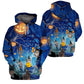 Blue Halloween Cat Hoodie For Fall Celebrations Casual Streetwear And Weekend Travel