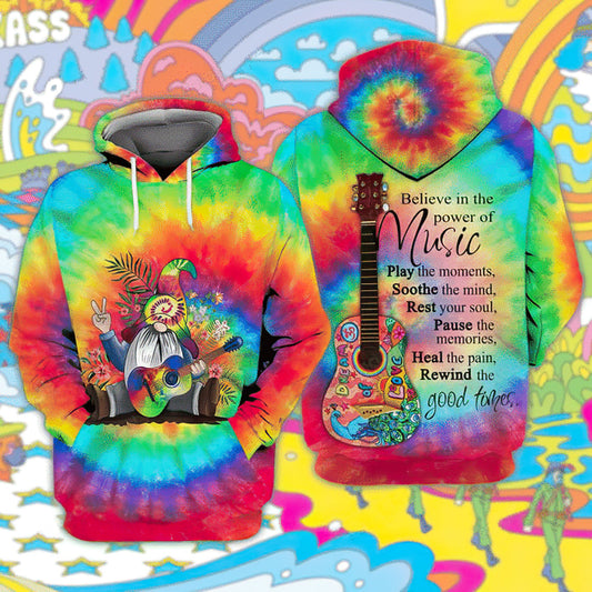 Hippie Believe Music Gnome Hoodie For Christmas Events Holiday Travel And Comfortable Casual Outfits