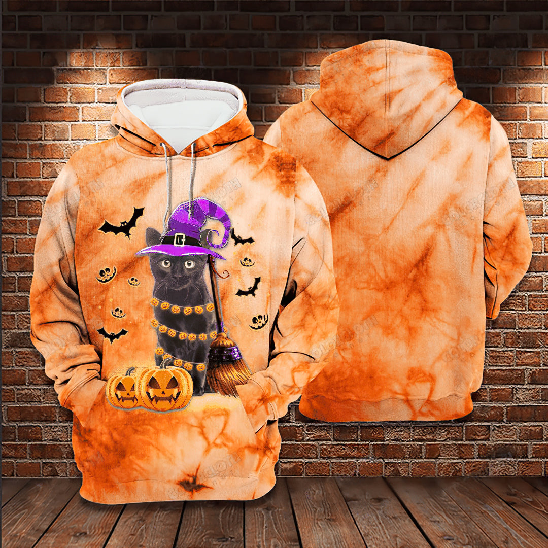 Black Happy Cat Halloween Hoodie For Halloween Adventures Comfortable Style And Seasonal Gifting