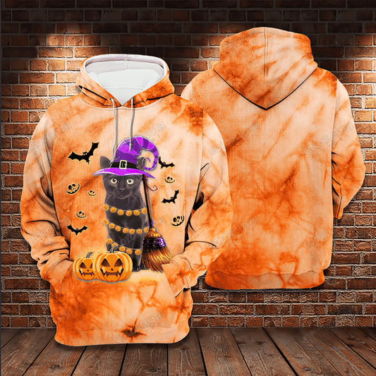 Black Happy Cat Halloween Hoodie For Halloween Adventures Comfortable Style And Seasonal Gifting