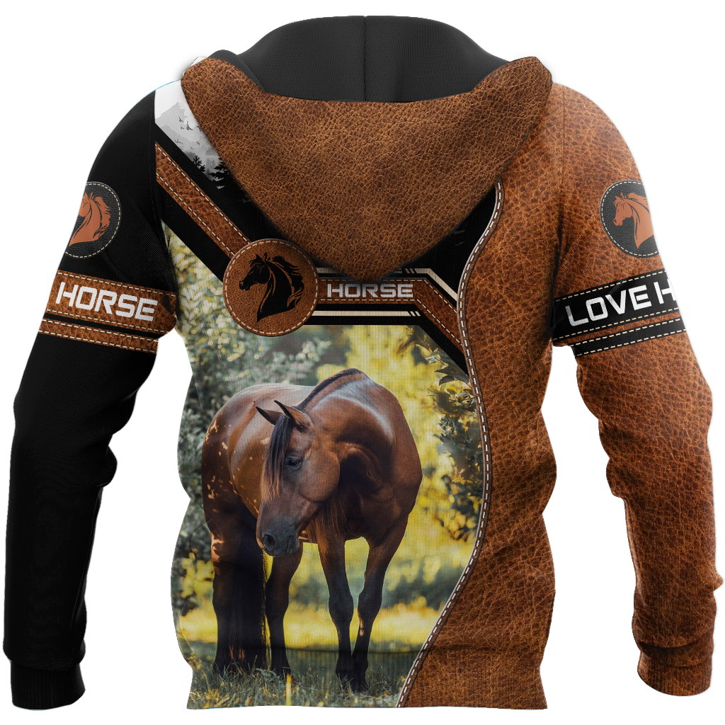 Brown Black Love Horse Hoodie For Rustic Travel Casual Adventures And Gift Giving