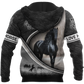 Black Elegant Friesian Horse Hoodie For Equestrian Enthusiasts Casual Wear And Weekend Travel