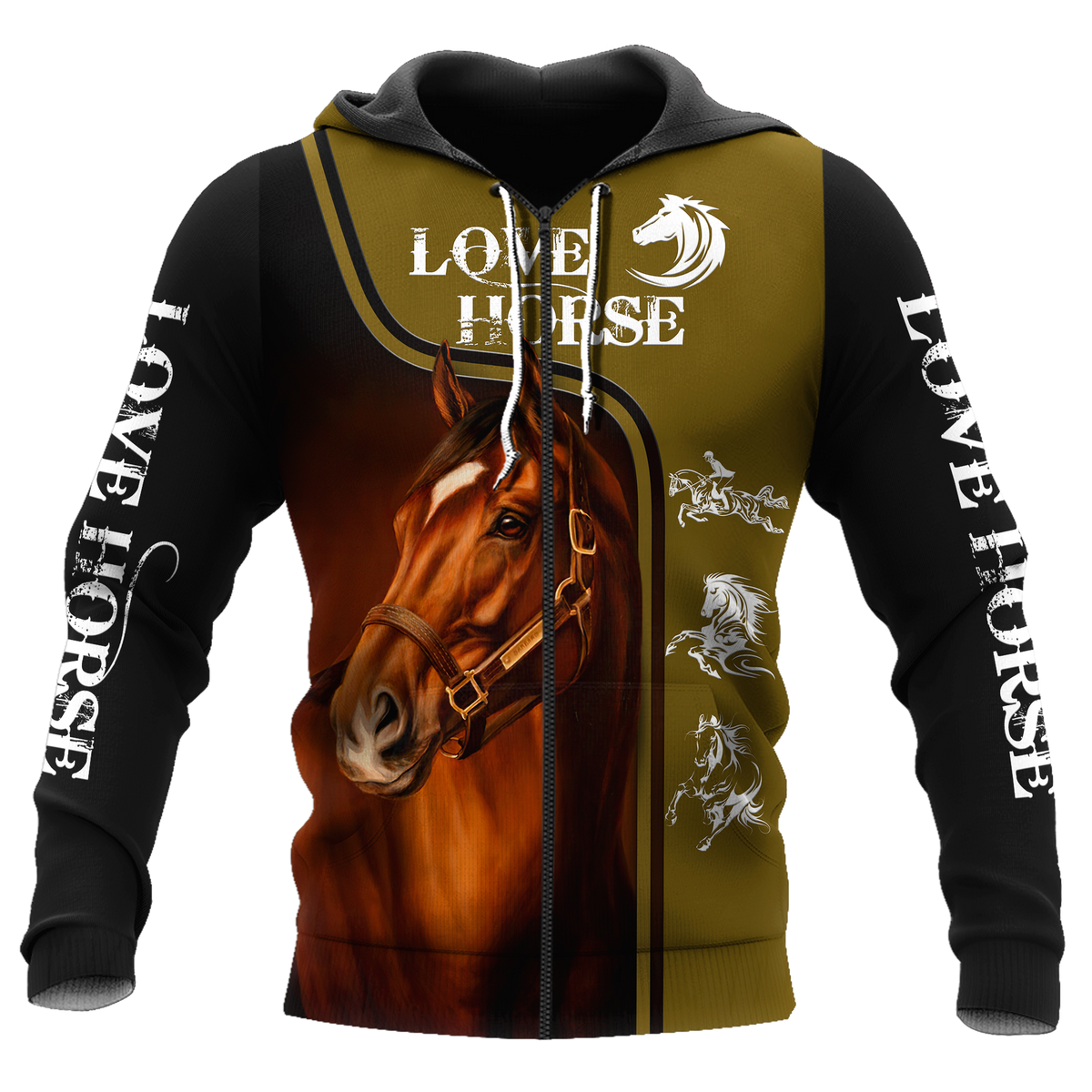 Green Horse Love Hoodie For Horse Inspired Streetwear Holidays And Comfortable Outfits
