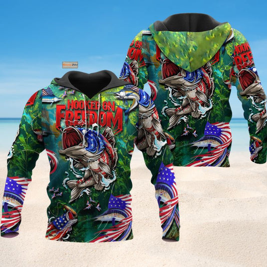 Hooked Freedom Fishing Hoodie For Anglers Nature Trips Holidays And Relaxed Layering