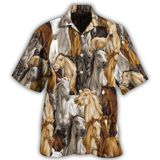 Vintage Classic Creative Horse Hawaiian Shirt For Coastal Getaways, Outdoor Gatherings, And Thoughtful Gift Giving