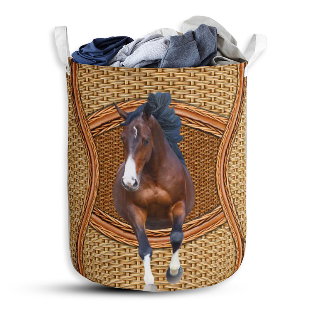 Horse 4 Line Rattan Handmade Laundry Basket For Bathroom Bedroom Storage