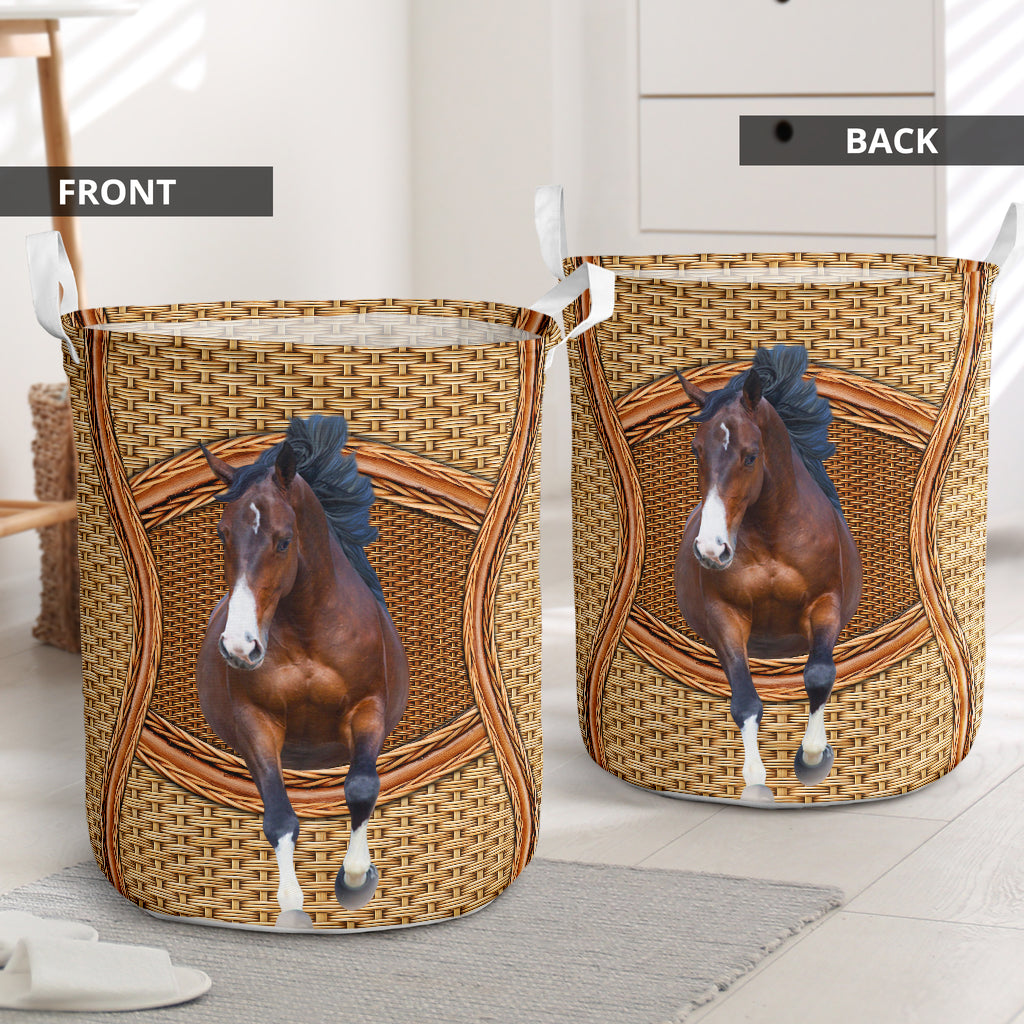 Horse 4 Line Rattan Handmade Laundry Basket For Room Home Organizer