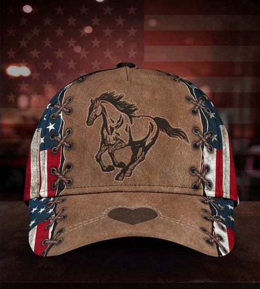 Horse America Vintage Classic Cap For Beach Days Travel And Relaxed Everyday Outfits