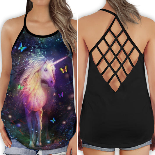 Horse And Butterfly Dream Magic Hollow Tank Top For Yoga Practice And Summer Outings