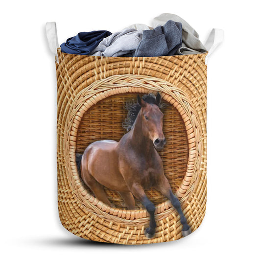 Horse Bamboo Wave Style Laundry Basket For Bathroom Bedroom Storage