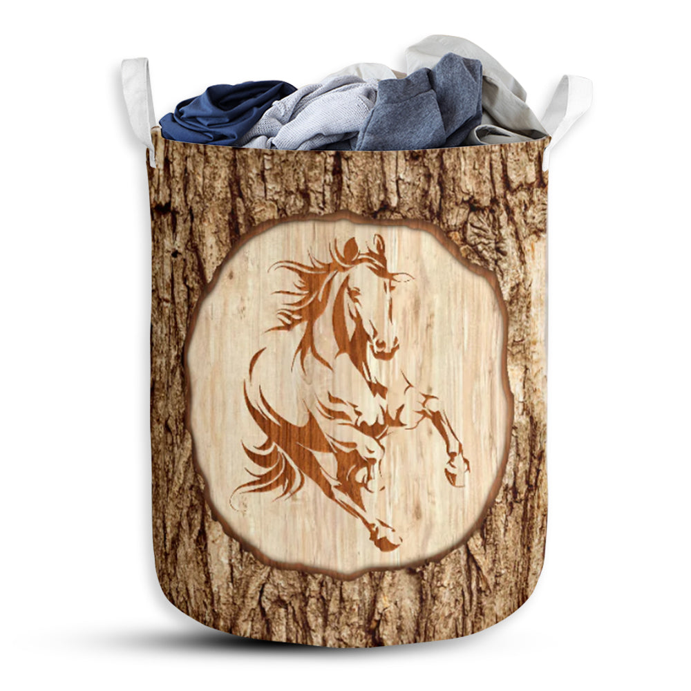 Horse Bark Wood Awesome Laundry Basket For Bathroom Bedroom Storage