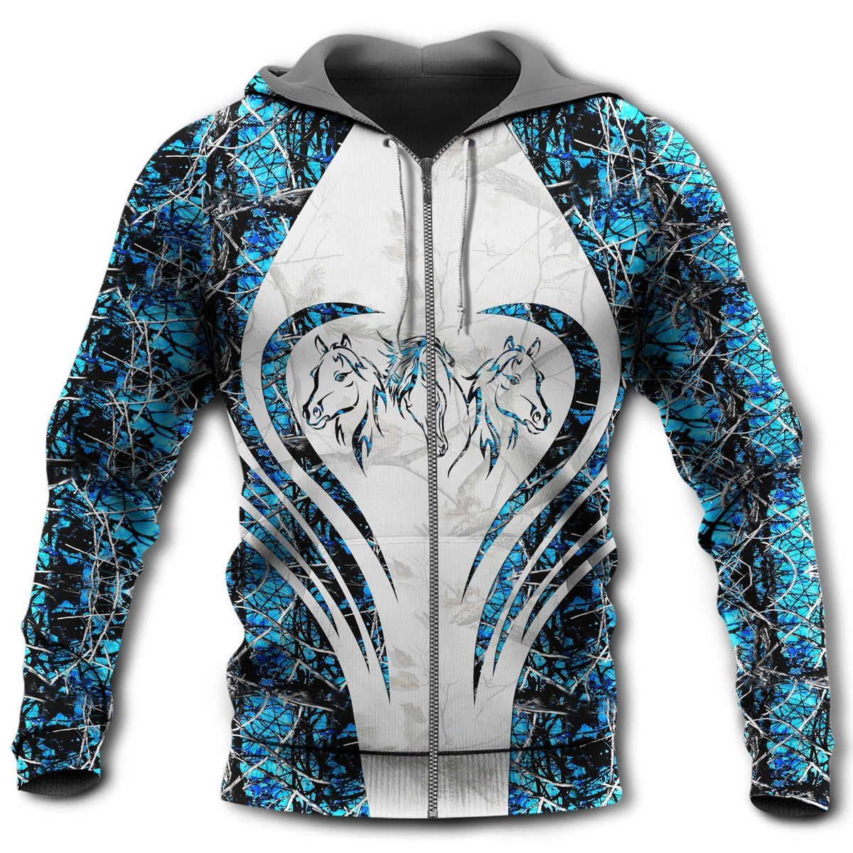 Beautiful Blue Horse Hoodie For Country Lifestyle Outdoor Trips And Relaxed Everyday Wear