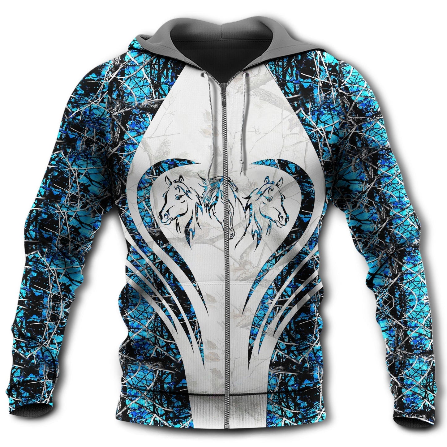 Beautiful Blue Horse Hoodie For Country Lifestyle Outdoor Trips And Relaxed Everyday Wear