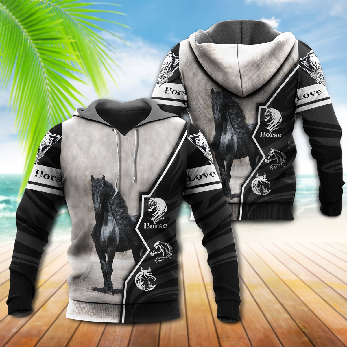Black Horse Love Hoodie For Country Lifestyle Outdoor Trips And Relaxed Everyday Wear