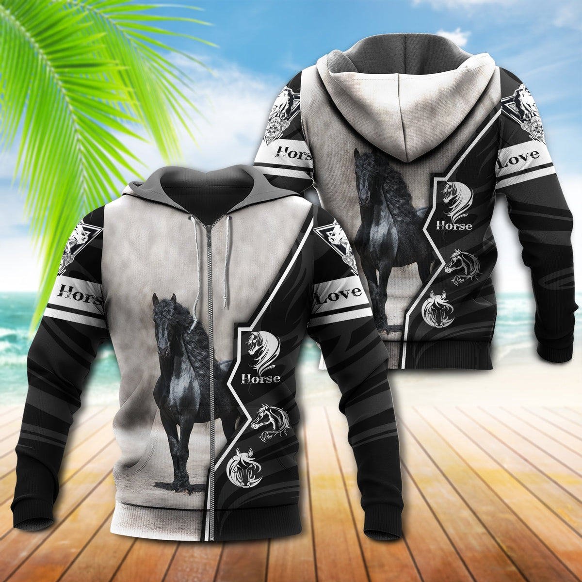 Black Horse Love Hoodie For Country Lifestyle Outdoor Trips And Relaxed Everyday Wear