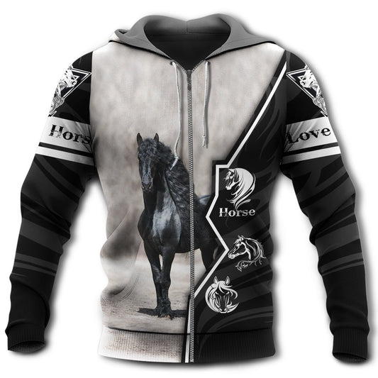 Black Horse Love Hoodie For Country Lifestyle Outdoor Trips And Relaxed Everyday Wear