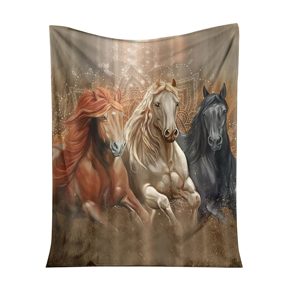 Horse Chase His Dream Flannel Blanket For Cozy Bedroom Sofa Decor