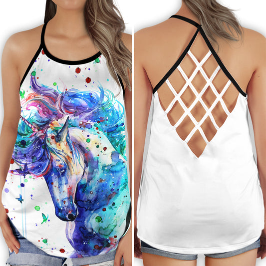 Horse Butterfly Colorful Dream Hollow Tank Top For Yoga Practice And Summer Outings