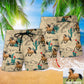 Horse Desert Cactus Photo Beach Shorts Pattern Detail For Weekend Travel And Vacation Ready Style