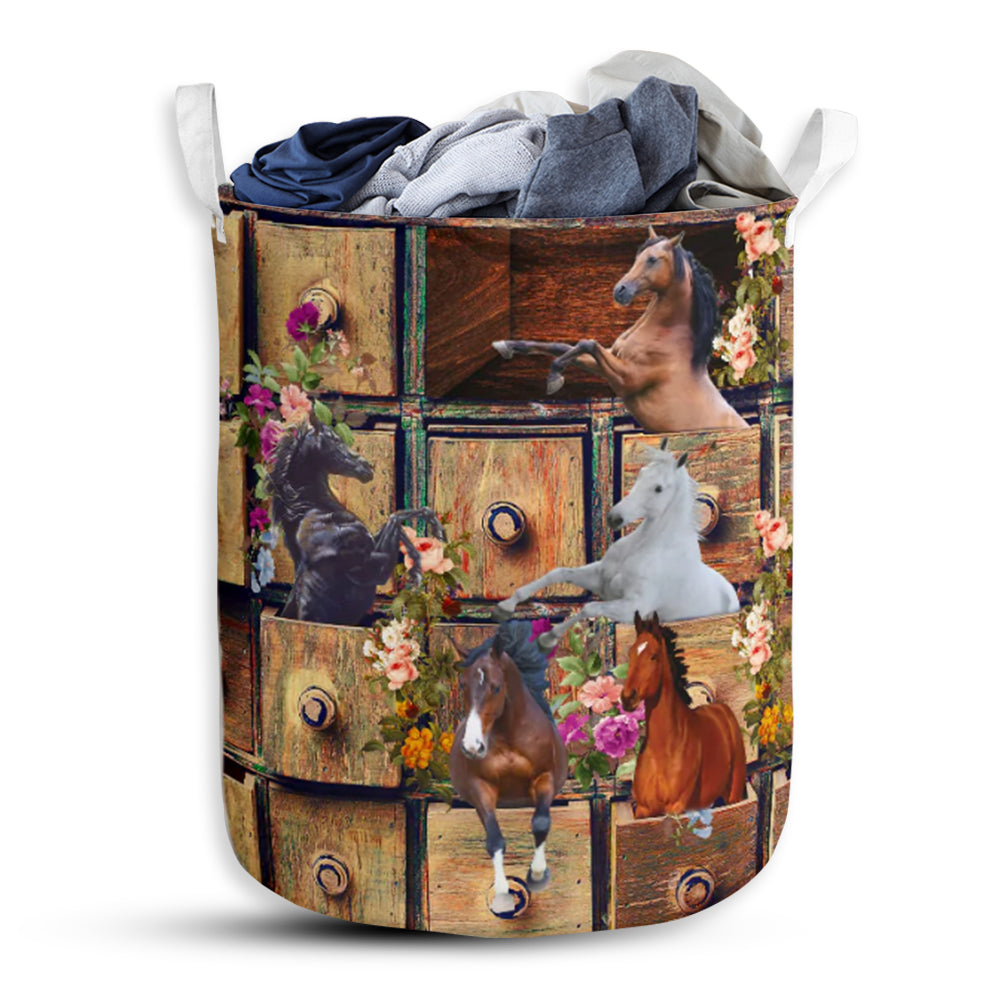 Horse Drawer Colorful Cool Laundry Basket For Bathroom Bedroom Storage