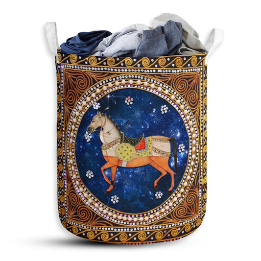Horse Floral Diamond Royal Laundry Basket For Bathroom Bedroom Storage