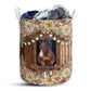 Horse Flower Wood Type Laundry Basket For Bathroom Bedroom Storage