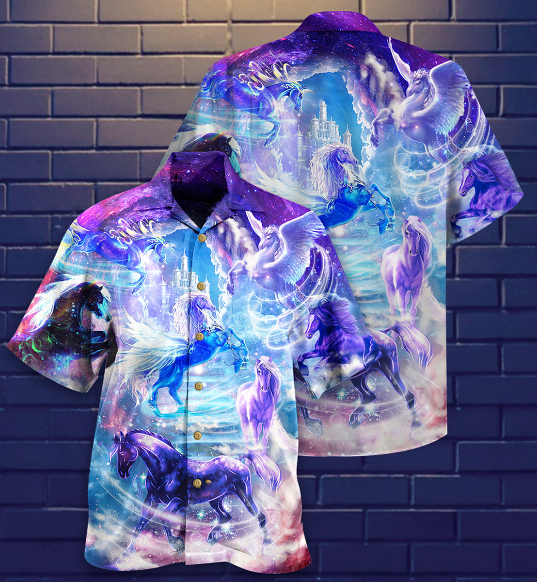 Horse Galaxy Hawaiian Shirt Design Detail For Sunny Adventures And Casual Wear