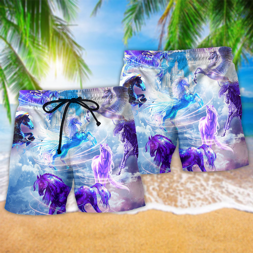 Galaxy Horse Fantasy Space Beach Shorts Graphic Detail For Resort Trips And Casual Outings