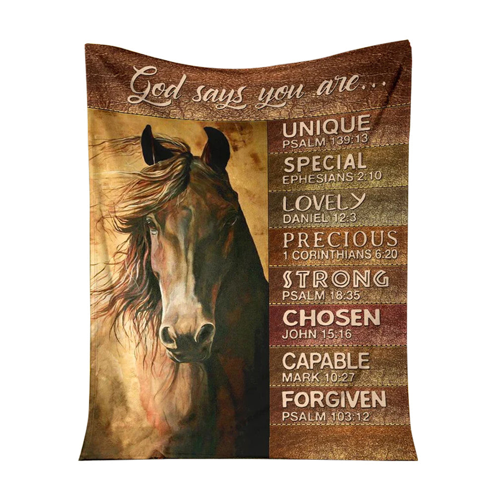 Horse God Says You Are Leather Pattern Flannel Blanket For Cozy Bedroom Sofa Decor