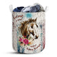 Horse Grunge Wood Laundry Basket For Bathroom Bedroom Storage