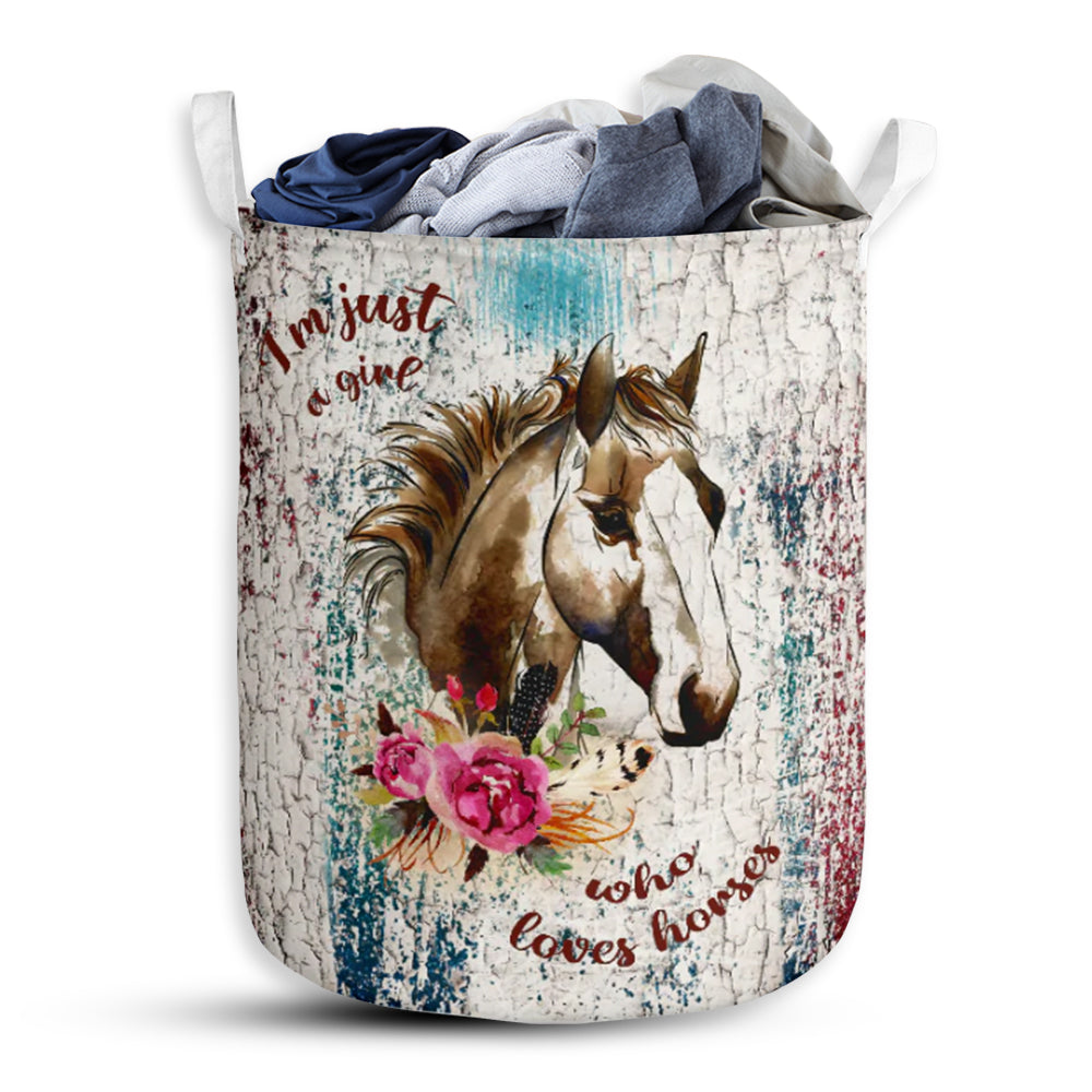 Horse Grunge Wood Laundry Basket For Bathroom Bedroom Storage