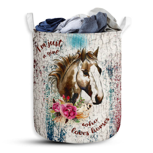 Horse Grunge Wood Laundry Basket For Bathroom Bedroom Storage