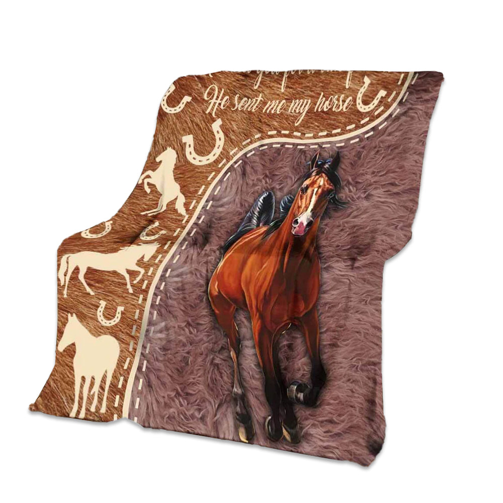 Horse I Asked God For A True Friend Flannel Blanket For Cozy Bedroom Sofa Decor
