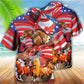 Horse Independence Day American Hawaiian Shirt Artwork Detail For Resort Trips And Outdoor Activities
