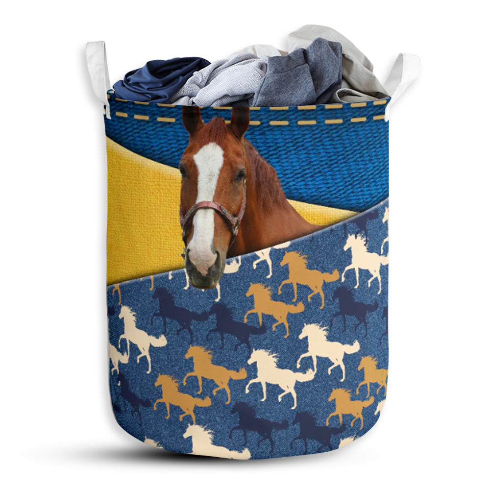 Horse Jean Warm Style Laundry Basket For Bathroom Bedroom Storage