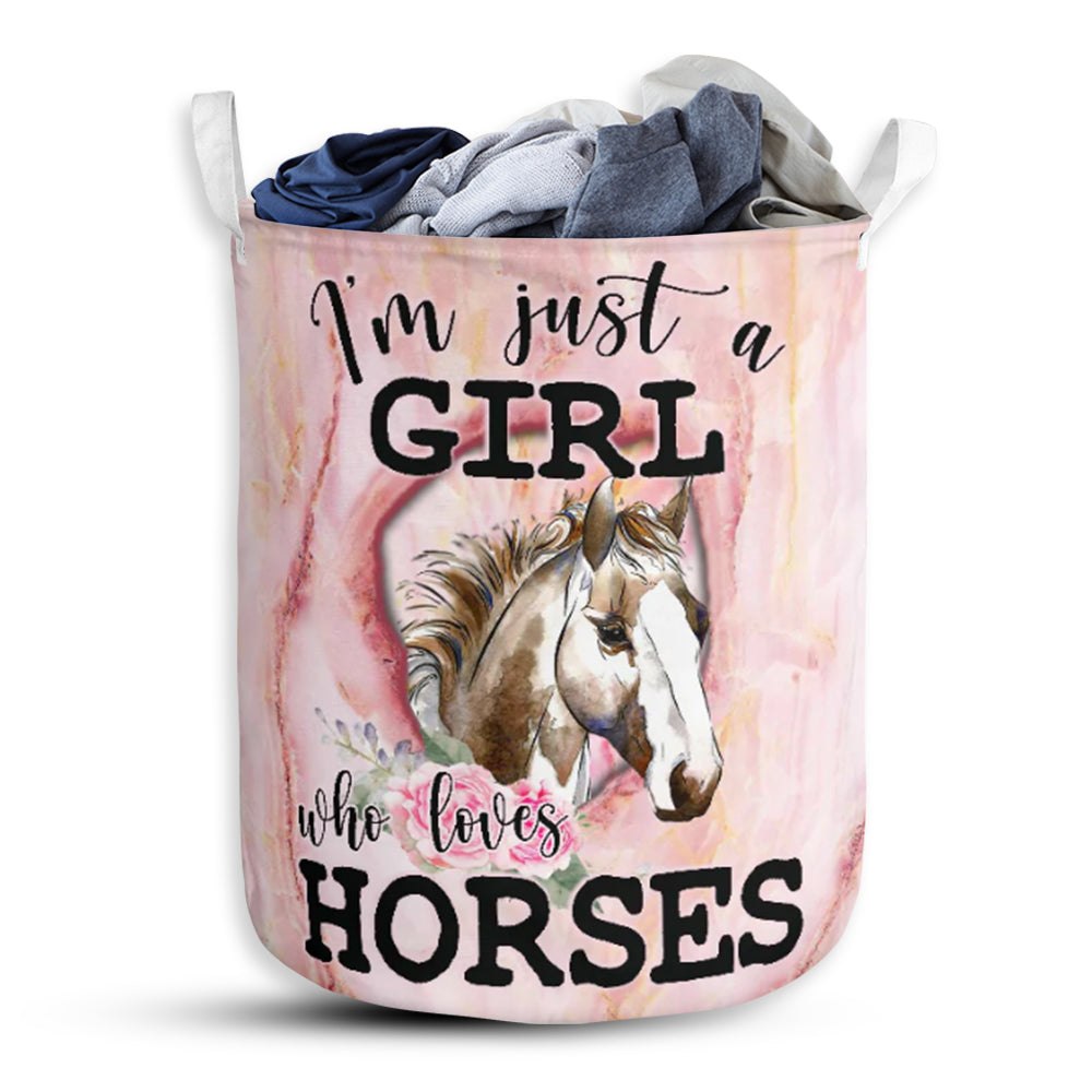 Horse Just A Girl Laundry Basket For Bathroom Bedroom Storage
