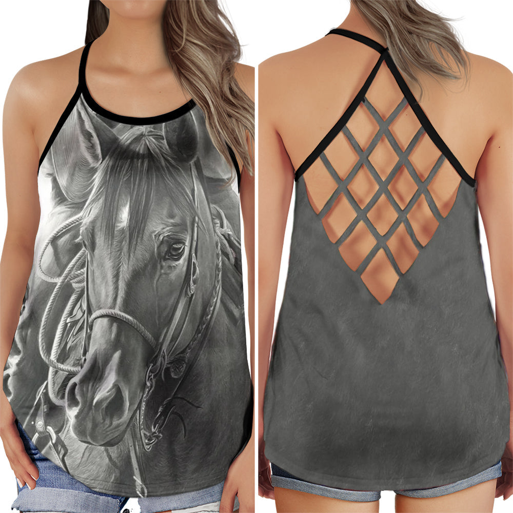 Horse Love And Life Grey Hollow Tank Top For Yoga Workouts And Casual Wear