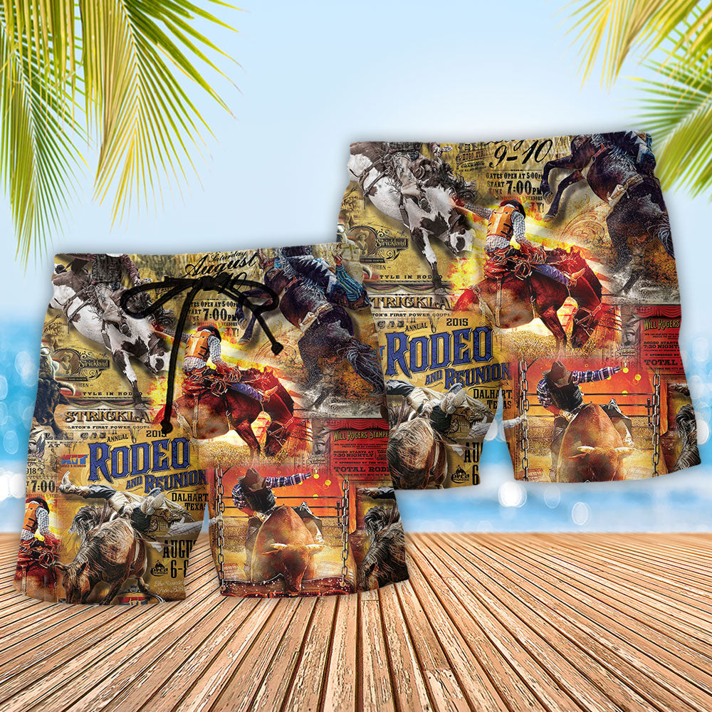 Rodeo Horse Beach Shorts Pattern Detail For Beachside Relaxation And Flexible Everyday Wear