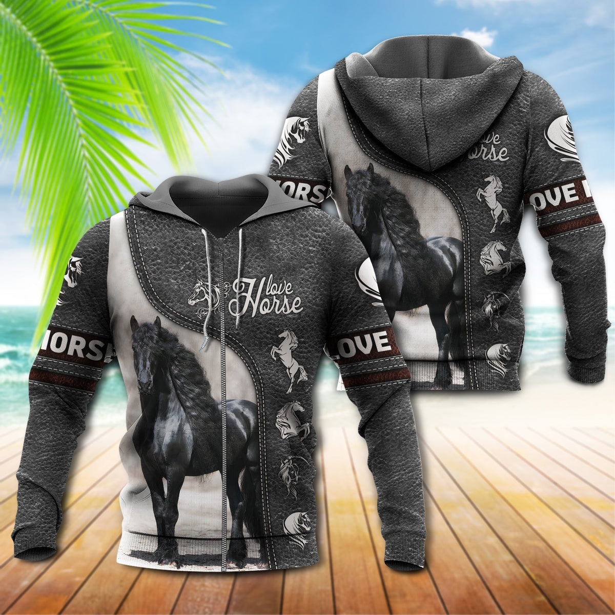 Strong Black Horse Love Hoodie For Western Casual Wear Travel And Thoughtful Gifting