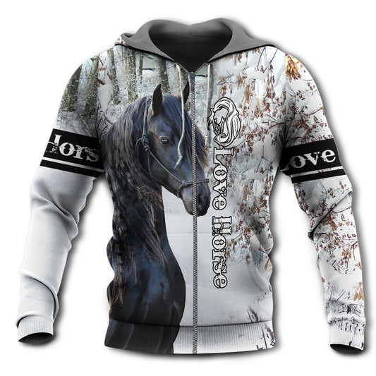 Horse Lover Winter Snow Hoodie For Winter Adventures Family Gatherings And Festive Everyday Style