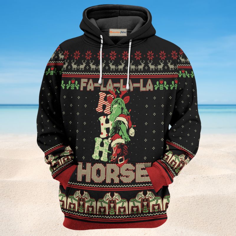 Horse Christmas Fa La Hoodie For Winter Streetwear Christmas Travel And Seasonal Home Gatherings