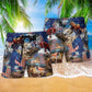 Horse Patriotic America Flag Hawaiian Print Beach Shorts For Coastal Travel And Celebrations