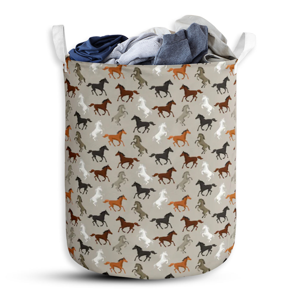 Horse Pattern Laundry Basket For Bathroom Bedroom Storage
